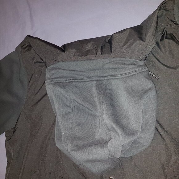 Jordan Letterman Button Up Varsity Hoodie 2 Tone Black Fleece + Poly Body XL - Picture 9 of 16